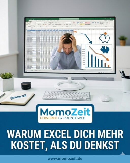 📉 Warum Excel dich mehr kostet, als du denkst...
Hand aufs Herz: Nutzt du noch Excel-Tabellen für deine Zeiterfassung oder Projektplanung? 📊 Es fühlt sich kostenlos an, aber die versteckten Kosten sind gewaltig.  Hier sind 3 Gründe, warum Excel ein Budget-Fresser ist:  Manuelle Fehler: Ein kleiner Tippfehler in einer Formel und deine gesamte Kalkulation bricht zusammen.  Zeitdiebstahl: Ständiges Kopieren, Einfügen und Suchen kostet dich und dein Team wertvolle Stunden, die ihr produktiver nutzen könntet.  Mangelnde Übersicht: Wer hat die aktuellste Version? Ohne Echtzeit-Daten triffst du Entscheidungen im Blindflug.  Schluss mit dem Tabellen-Chaos! Mit MomoZeit automatisierst du deine Prozesse, sparst bares Geld und gewinnst Zeit für das, was wirklich zählt. 💡  👉 Klick auf den Link in der Bio und entdecke, wie viel du sparen kannst!  #MomoZeit #Effizienz #Unternehmensführung #Zeitmanagement #ExcelVSEffizienz #Digitalisierung #Prozessoptimierung #BusinessTipps #Ulm