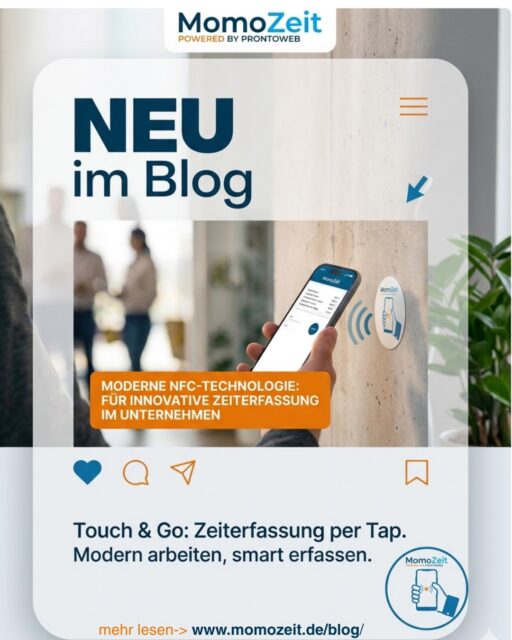 Touch & Go: Zeiterfassung per Tap! 🚀  Morgens ewig das richtige Projekt in der App suchen? 🙄 Das war gestern. Zeiterfassung sollte so einfach sein wie ein Händedruck.  Ihr Smartphone und ein MomoZeit NFC-Sticker – mehr brauchen Sie nicht:
1️⃣ Handy an den Sticker halten 💳
2️⃣ Zeit läuft automatisch aufs richtige Projekt ▶️
3️⃣ Sofort weiterarbeiten 💪  Egal ob auf der Baustelle 🛠️ oder im Büro 💼: Unsere Sticker sind wasserfest, robust und batterielos. In Sekunden eingerichtet und sofort einsatzbereit.  Tippfehler-Frust beenden und smarter arbeiten! 💡
Alle Details im neuen Blogbeitrag: (Link in Bio! 🔗)
#MomoZeit #NFC #Zeiterfassung #SmartWorking #NewWork #Handwerk #Digitalisierung #TechTipp #ProntoWeb