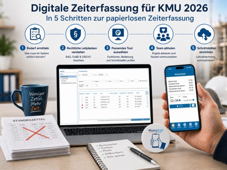 How-to: Digitale Zeiterfassung für KMU 2026 – In 5 Schritten zur papierlosen Zeiterfassung